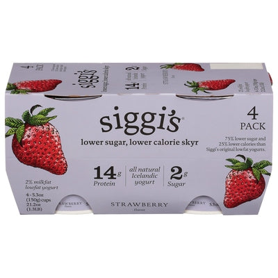 Siggis Yogurt Lowfat 2% Milkfat Strawberry Flavor 4 Pack 4/4/5.3 oz [UNFI #2756914 ] [ebt]