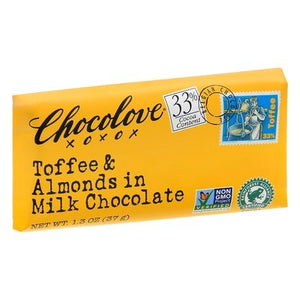Chocolove Milk Chocolate Toffee & Almonds 33% Cocoa Content 12/1.3 OZ [UNFI #663914] [ebt] T