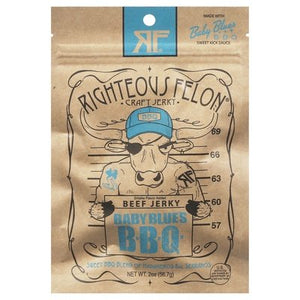 Righteous Felon Craft Jerky Beef Jerky Baby Blues Bbq 8/2 OZ [UNFI #2248896] [ebt]