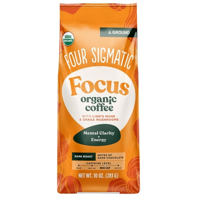Four Sigmatic Coffee Organic Ground Dark Roast Regular Caf Focus Og2 8/10 oz [UNFI #3120698 ] [ebt]