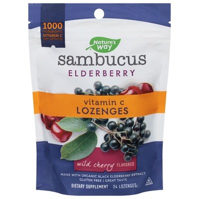 Natures Way Vitamin C 1000 Mg Elderberry Wild Cherry Flavored Lozenges 1/24 LOZ [UNFI #2863751] T