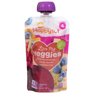 Happy Tot Bananas Beets Squash & Blueberries Organic 4 (Tots & Tykes) 16/4.22 OZ [UNFI #1748540] [ebt]