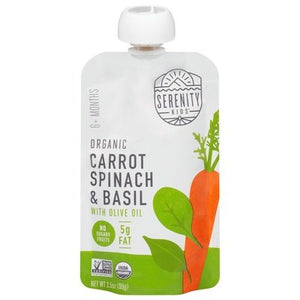 Serenity Kids Carrot Spinach & Basil Organic 6+ Months 6/3.5 OZ [UNFI #2720993] [ebt]
