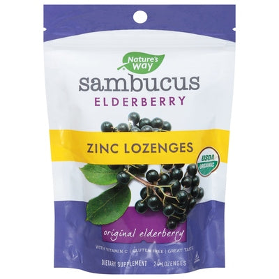 Natures Way Zinc Lozenges Original Elderberry 1/24 CT [UNFI #1554955] T
