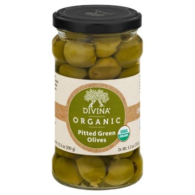 Divina Olives Organic Green Pitted 6/6 OZ [UNFI #408682] [ebt]