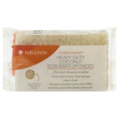 Full Circle Home Scrubber Sponges Heavy-Duty Coconut Pack Of 2 6CT [UNFI #3084167] T