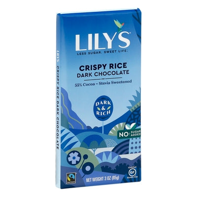Lilys Dark Chocolate Crispy Rice 55% Cocoa 12/3 OZ [UNFI #1101179] [ebt] T