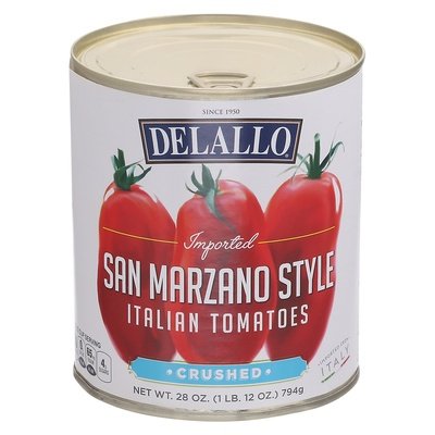 Delallo Italian Tomatoes San Marzano Style Crushed 12/28 OZ [UNFI #2278562] [ebt]
