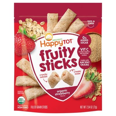 Happy Tot Fruity Sticks Organic Strawberry Flavor Tots & Tykes 6/2.54 OZ [UNFI #2827129] [ebt]
