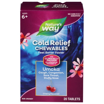 Natures Way Cold Relief Non-Drowsy Chewables Tablets Cherry Flavored 1/20 CT [UNFI #300376] T