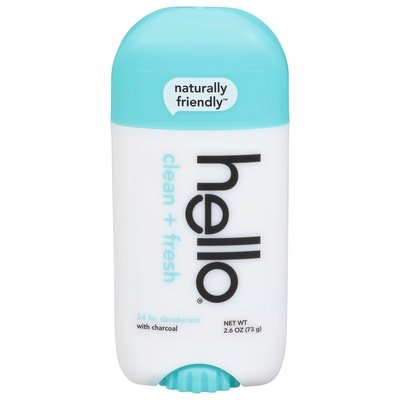 Hello Products Deodorant With Charcoal Clean + Fresh 24 Hr 1/2.6 OZ [UNFI #2709525] T
