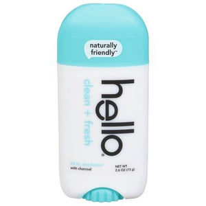 Hello Products Deodorant With Charcoal Clean + Fresh 24 Hr 1/2.6 OZ [UNFI #2709525] T