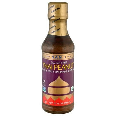 San-J Mildly Spicy Marinade & Dipping Gluten Free Thai Peanut 6/10 OZ [UNFI #185736] [ebt]