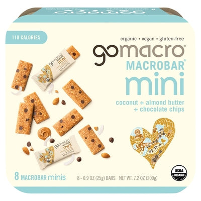 Gomacro Macrobars Coconut + Almond Butter + Chocolate Chips Mini 7/7.2 OZ [UNFI #3055571] [ebt]