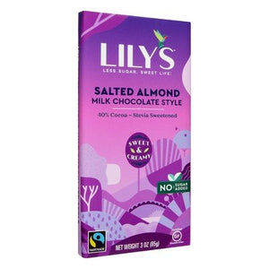 Lilys Salted Almond Milk Chocolate Style 40% Cocoa 12/3 OZ [UNFI #1279009] [ebt] T