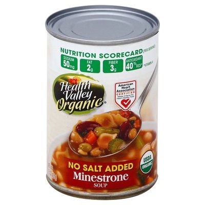 Health Valley Soup No Salt Added Minestrone 12/15 OZ [UNFI #463026] [ebt]