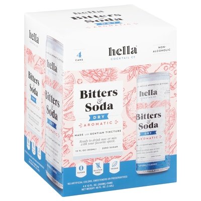 Hella Bitters & Soda Dry Aromatic 4 Pack 6/4/12 OZ [UNFI #2498327] [ebt]