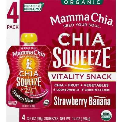 Mamma Chia Vitality Snack Organic Strawberry Banana 6/4/3.5 OZ [UNFI #1546670] [ebt]