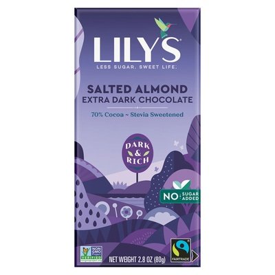 Lilys Chocolate Extra Dark Salted Almond 70% Cocoa 12/2.8 OZ [UNFI #2066298] [ebt] T
