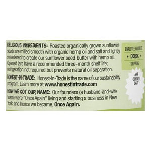 Once Again Sunflower Hemp Butter Creamy 6/16 OZ [UNFI #2445369] [ebt]