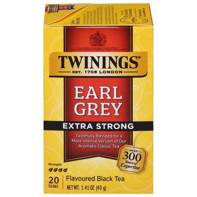 Twinings Black Tea Flavoured Earl Grey Extra Strong Tea Bags 6/20 BAG [UNFI #1840321] [ebt]