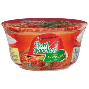 Nong Shim Bowl Noodles Spicy Kimchi Flavor 12/3.03 OZ [UNFI #147116] [ebt]