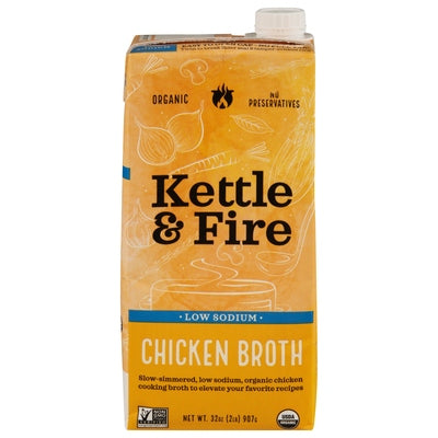 Kettle & Fire Chicken Broth Low Sodium 8/32 OZ [UNFI #3100435] [ebt]
