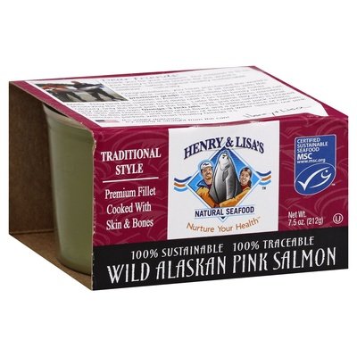 Henry & Lisas Alaskan Pink Salmon Wild Traditional Style 12/7.5 OZ [UNFI #1670546] [ebt]