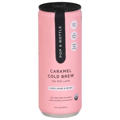 Pop & Bottle Oat Milk Latte Organic Caramel Cold Brew 12/8 OZ [UNFI #2781029] [ebt]