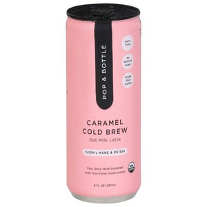 Pop & Bottle Oat Milk Latte Organic Caramel Cold Brew 12/8 OZ [UNFI #2781029] [ebt]