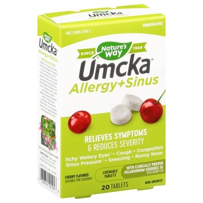 Natures Way Allergy + Sinus Cherry Flavored Non-Drowsy Tablets 1/20 TAB [UNFI #2246965] T