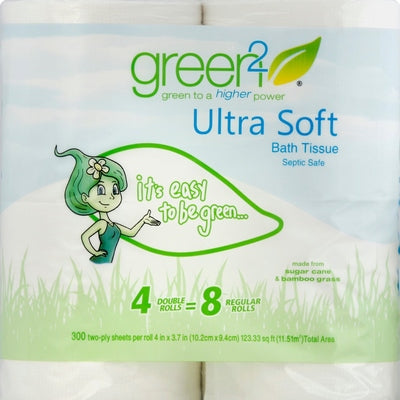 Green2 Bath Tissue Ultra Soft Double Rolls Two-Ply 24/4 PK [UNFI #1432699] T
