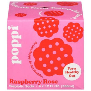 Poppi Prebiotic Soda Raspberry Rose 6/4/12 OZ [UNFI #2941169] [ebt] T