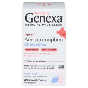 Genexa Acetaminophen Grape Flavor Childrens 80 Mg Chewables Tablets 1/24 CT [UNFI #3017563] T