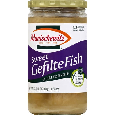 Manischewitz Gefilte Fish Sweet In Jellied Broth 12/24 oz [UNFI #0185173 ] [ebt]