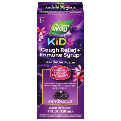 Natures Way Cough Relief + Immune Syrup Sambucus Kids 1/4 OZ [UNFI #2762912] T