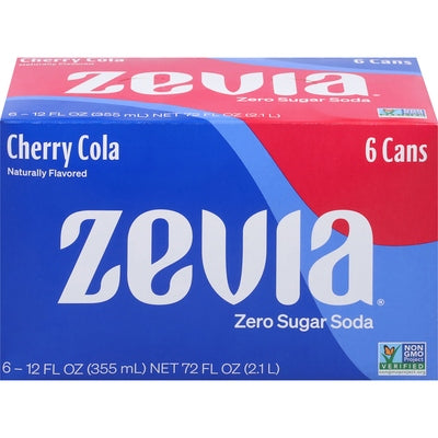 Zevia Soda Zero Sugar Cherry Cola 6 Can 4/6/12 oz [UNFI #2980571] T [ebt]