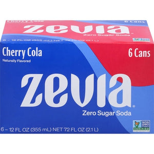 Zevia Soda Zero Sugar Cherry Cola 6 Can 4/6/12 oz [UNFI #2980571] T [ebt]
